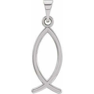 10K White 21x7.5 mm Ichthus (Fish) Pendant 
