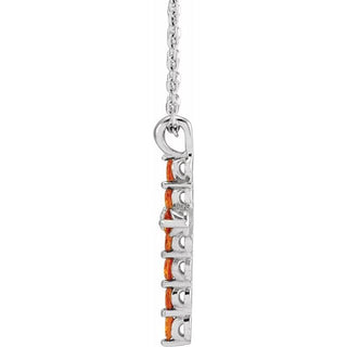 Platinum Natural Citrine Cross 16-18" Necklace