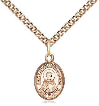 14kt Gold Saint John Chrysostom Medal Engraved Catholic Saint Jewelry