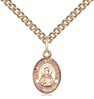 14kt Gold Saint John Chrysostom Medal Engraved Catholic Saint Jewelry