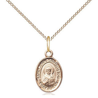 14kt Gold Saint John Licci Medal Engraved Catholic Saint Jewelry