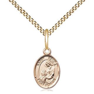 14kt Gold Filled Saint Paula Medal Religious and Catholic Jewelry Engraved Catholic Saint Jewelry