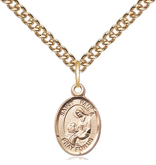14kt Gold Filled Saint Paula Medal Religious and Catholic Jewelry Engraved Catholic Saint Jewelry