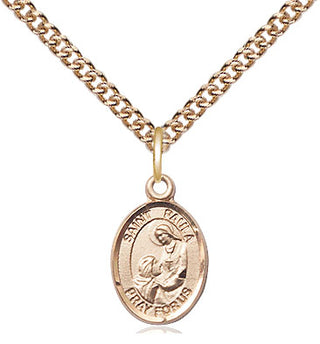 14kt Gold Saint Paula Medal Engraved Catholic Saint Jewelry