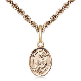 14kt Gold Saint Paula Medal Engraved Catholic Saint Jewelry