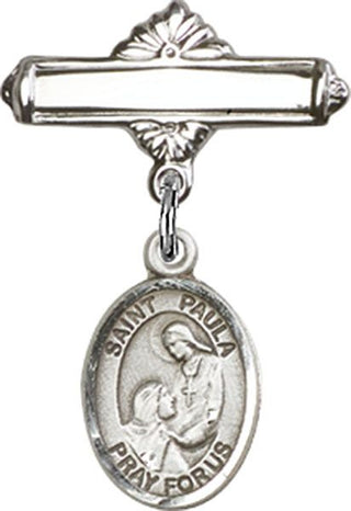 Sterling Silver Polished Badge Pin St. Paula Baby Badge - Engravable