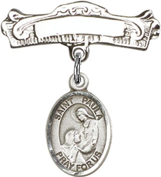 Sterling Silver Badge Pin St. Paula Baby Badge - Engravable