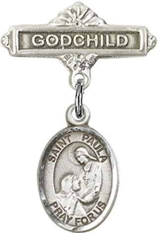 Sterling Silver Godchild St. Paula Baby Badge - Engravable