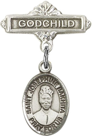 Sterling Silver Godchild St. Josephine Bakhita Baby Badge - Engravable