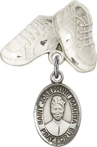 Sterling Silver Baby Boots St. Josephine Bakhita Baby Badge - Engravable