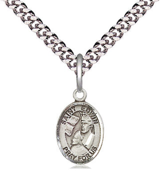 Pewter Saint Edwin Medal Religious and Catholic Jewelry Engraved Catholic Saint Jewelry