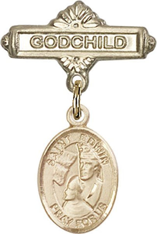 14kt Gold Filled Godchild St. Edwin Baby Badge - Engravable