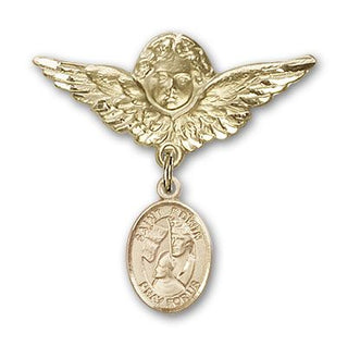 14kt Gold Large Angel w/Wings St. Edwin Baby Badge - Engravable