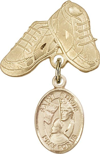 14kt Gold Baby Boots St. Edwin Baby Badge - Engravable