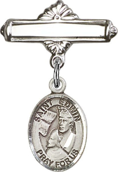 Sterling Silver Polished Badge Pin St. Edwin Baby Badge - Engravable