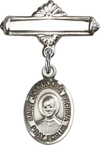 Sterling Silver Polished Badge Pin St. Josemaria Escriva Baby Badge - Engravable