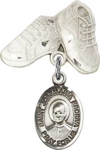 Sterling Silver Baby Boots St. Josemaria Escriva Baby Badge - Engravable