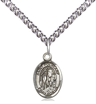 Sterling Silver Saint Polycarp of Smyrna Medal Religious and Catholic Jewelry Engraved Catholic Saint Jewelry