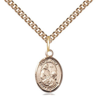 14kt Gold Filled Saint Fina Medal Religious and Catholic Jewelry Engraved Catholic Saint Jewelry