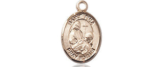 14kt Gold Saint Fina Medal Engraved Catholic Saint Jewelry