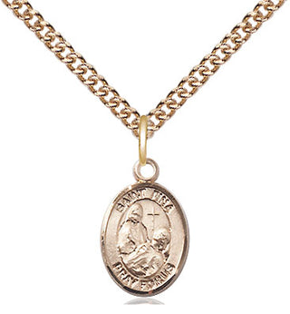 14kt Gold Saint Fina Medal Engraved Catholic Saint Jewelry