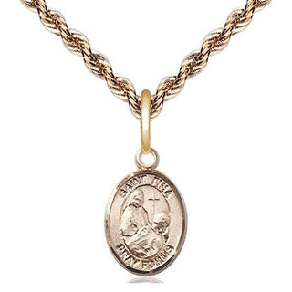 14kt Gold Saint Fina Medal Engraved Catholic Saint Jewelry