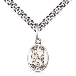 Sterling Silver Saint Fina Medal Religious and Catholic Jewelry Engraved Catholic Saint Jewelry