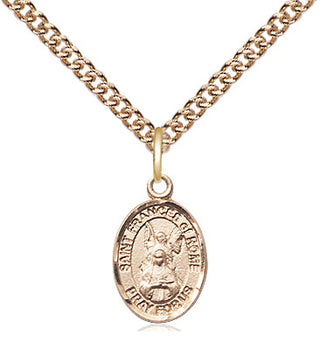 14kt Gold Saint Frances of Rome Medal Engraved Catholic Saint Jewelry