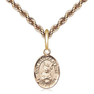 14kt Gold Saint Frances of Rome Medal Engraved Catholic Saint Jewelry