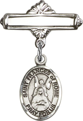 Sterling Silver Polished Badge Pin St. Frances of Rome Baby Badge - Engravable