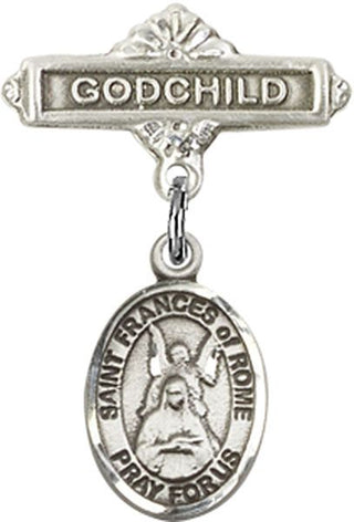 Sterling Silver Godchild St. Frances of Rome Baby Badge - Engravable