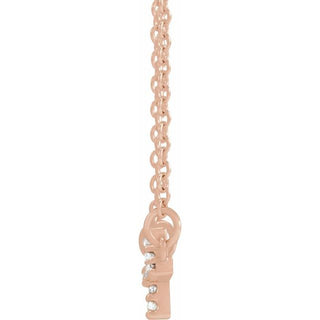 14K Rose .05 CTW Natural Diamond Sideways Cross 16-18" Necklace