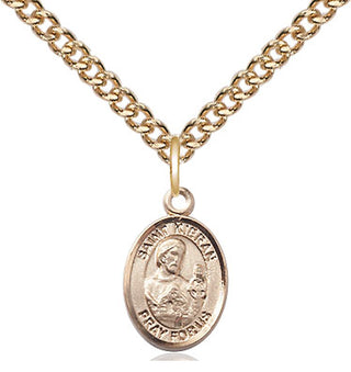 14kt Gold Saint Kieran Medal Engraved Catholic Saint Jewelry
