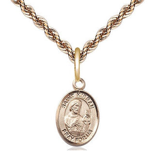 14kt Gold Saint Kieran Medal Engraved Catholic Saint Jewelry