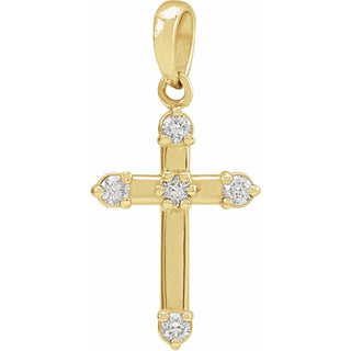 14K Yellow .07 CTW Natural Diamond Cross Pendant