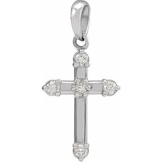 Sterling Silver .07 CTW Natural Diamond Cross Pendant