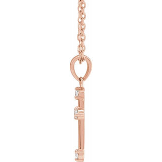 14K Rose .07 CTW Natural Diamond Cross 16-18" Necklace
