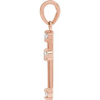 14K Rose .07 CTW Natural Diamond Cross Pendant