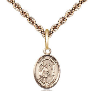 14kt Gold Filled Saint Vitus Medal Religious and Catholic Jewelry Engraved Catholic Saint Jewelry