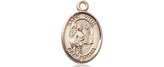 14kt Gold Saint Vitus Medal Engraved Catholic Saint Jewelry