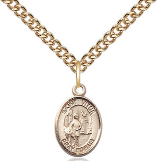 14kt Gold Saint Vitus Medal Engraved Catholic Saint Jewelry