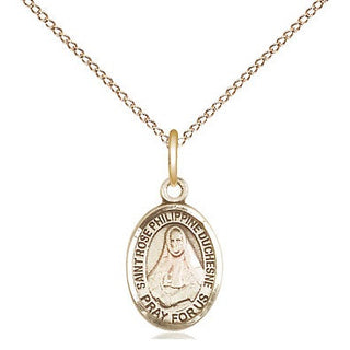 14kt Gold Saint Rose Philippine Medal Engraved Catholic Saint Jewelry