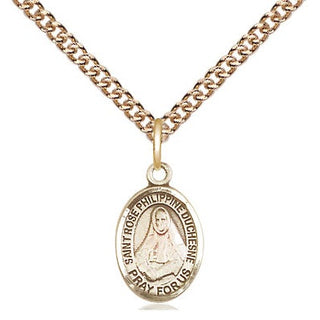 14kt Gold Saint Rose Philippine Medal Engraved Catholic Saint Jewelry