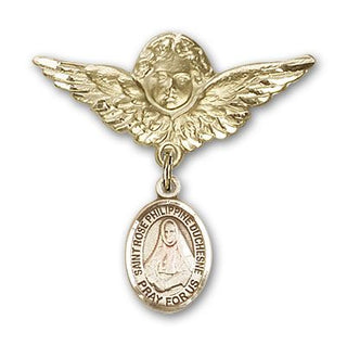 14kt Gold Filled Large Angel w/Wings St. Rose Philippine Duchesne Baby Badge - Engravable