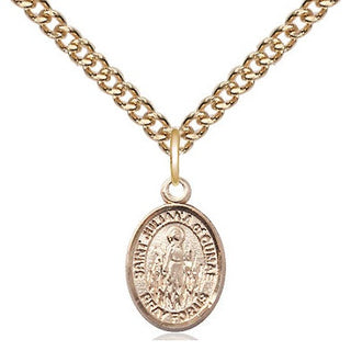 14kt Gold Saint Juliana Medal Engraved Catholic Saint Jewelry