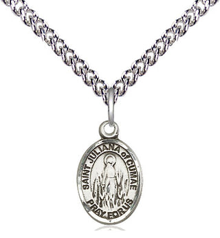 Sterling Silver Saint Juliana Medal Religious and Catholic Jewelry Engraved Catholic Saint Jewelry