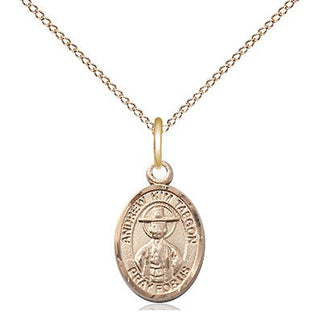 14kt Gold Saint Andrew Kim Taegon Medal Engraved Catholic Saint Jewelry