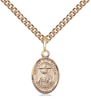 14kt Gold Saint Andrew Kim Taegon Medal Engraved Catholic Saint Jewelry