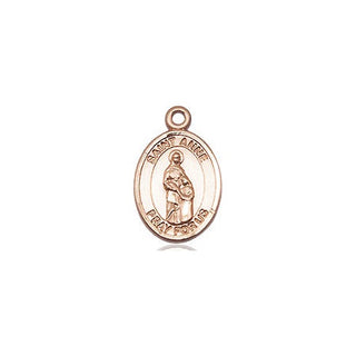 14kt Gold Filled Saint Anne Medal Engraved Catholic Saint Jewelry