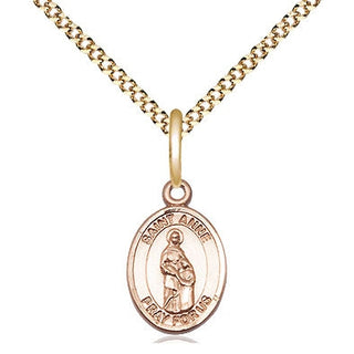 14kt Gold Filled Saint Anne Medal Religious and Catholic Jewelry Engraved Catholic Saint Jewelry
